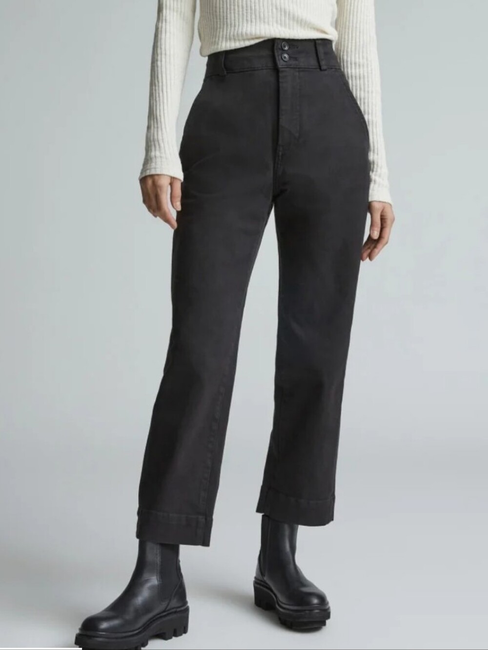 Everlane The Organic Straight-Leg Pant Black - Size 10